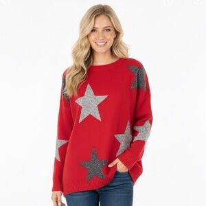 Norton size 1X red star print vintage sweater